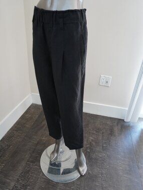 Brunello Cucinelli Black Pants Relax Elastic Waist 33x23 Viscose Linen Size 10